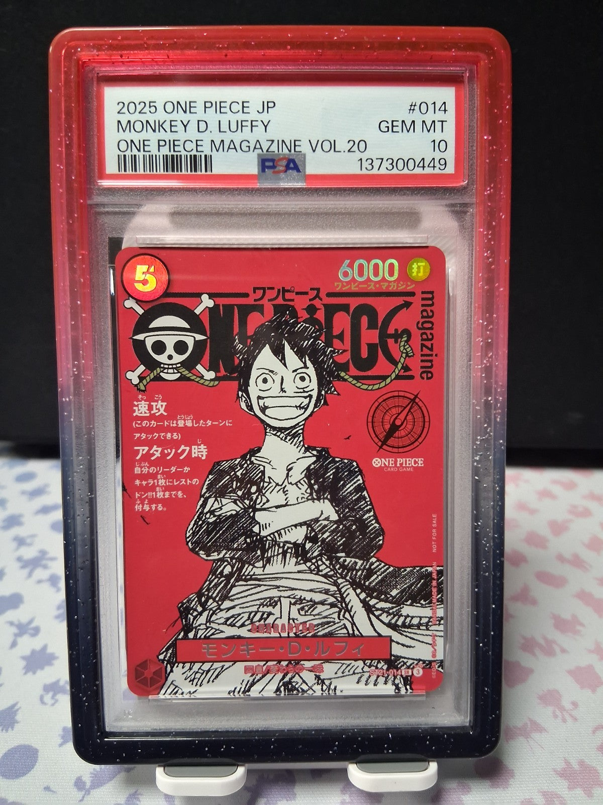 One Piece Monkey D Luffy ST21-014 Red Magazine Promo PSA 10