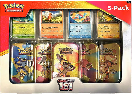 Pokemon Scarlet & Violet - 151 5-pack Mini Tins (Machamp, Kadabra, Meowth, Slowpoke, Arcanine)